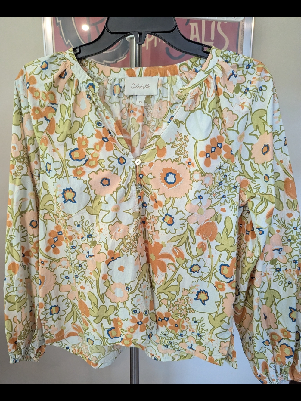 $25 Cleobella Size XS Galena Organic Cotton Blouse in Retro Floral EUC